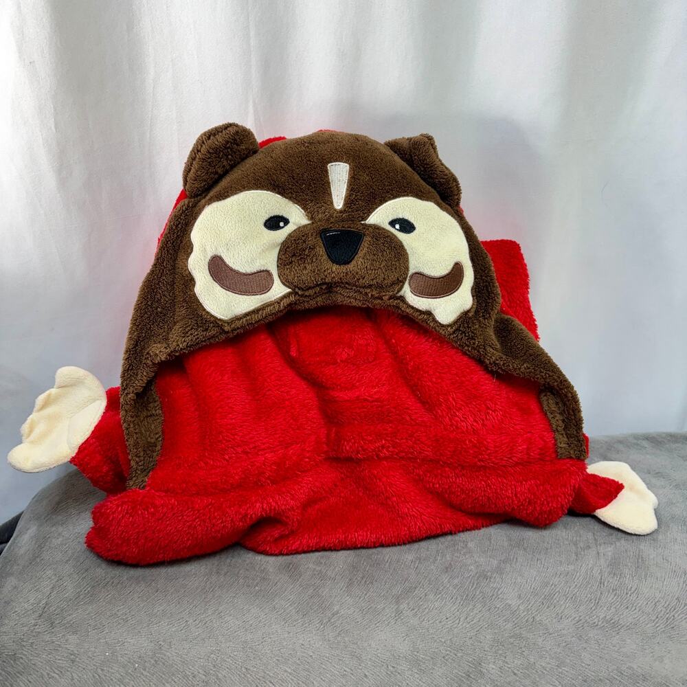 Wisconsin Bucky Badger Hooded Blanket Comfy Critters Fleece Robe Red Kids NCAA